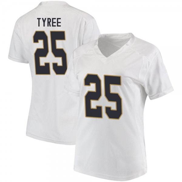Chris Tyree Notre Dame Fighting Irish NCAA Women's #25 White Replica College Stitched Football Jersey XAW4655LI